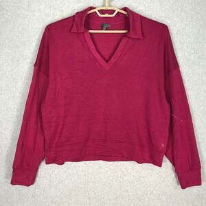 Danskin Sweatshirt Womens XL Pink Collar‎ Soft Cozy Comfy Active Lounge Preppy